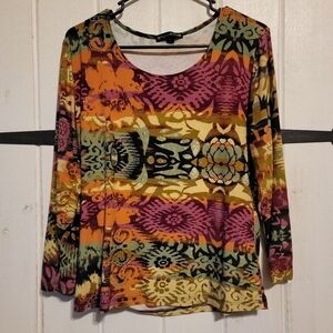 Suzie In The City Womens Blouse Floral Long Sleeve Boho Size Large